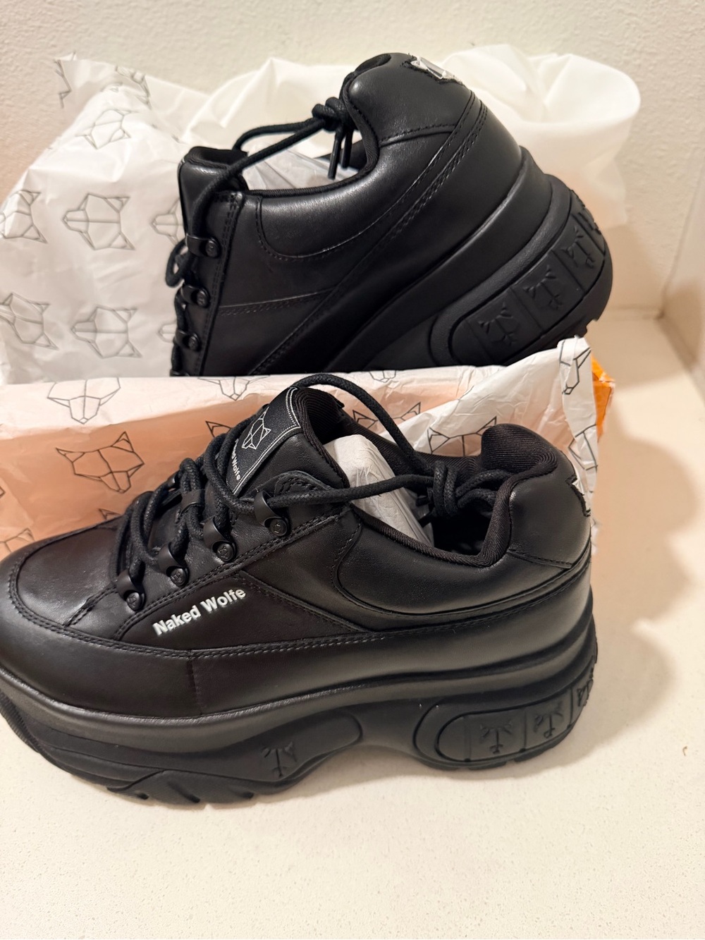 Naked Wolfe Black Leather Elevated Platform Sneaker - Picture 2 of 8